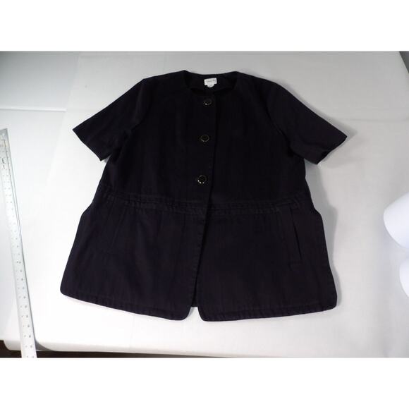 Club Monaco Large Trench Coat Jacket Duster Black Short Sleeve Collarless Posh - Picture 4 of 16